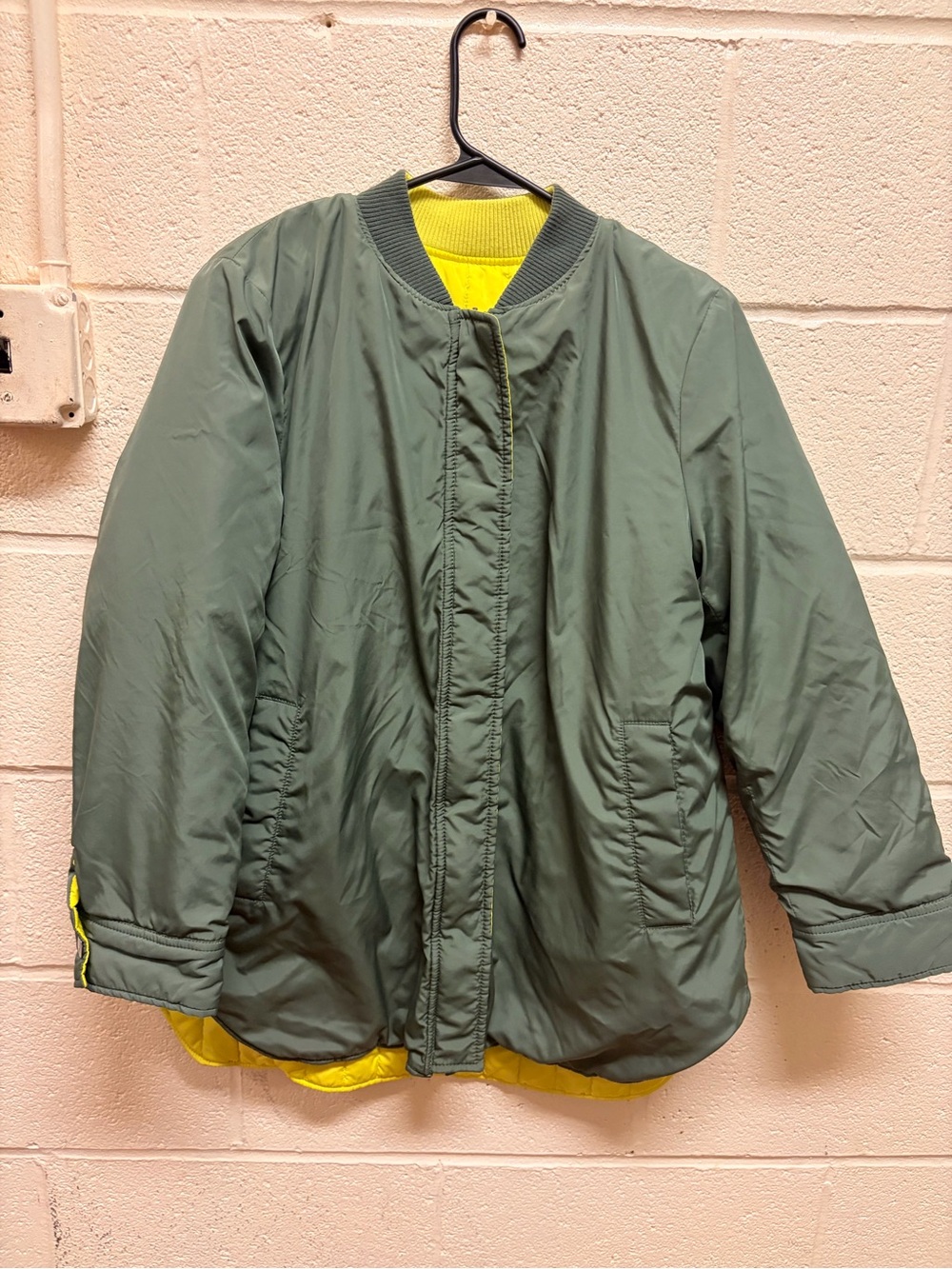 Banana Republic Green and Yellow Reversible Bomber Jacket